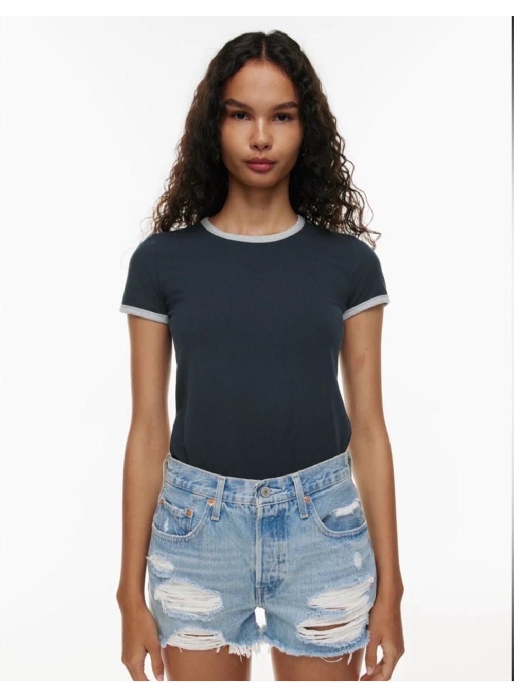 Levi’s vintage reworked distressed light wash denim shorts